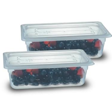 Imagem de Kit 2 Cuba Gastronômica Acrílico Gn 1/3 100mm C Tampa Buffet Profissional