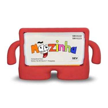 Imagem de Capa Mãozinha Compatível Com Tablet Galaxy Tab A9 8.7'' X110 X115 - Capinha Infantil Borracha, Anti Impacto (Vermelho)