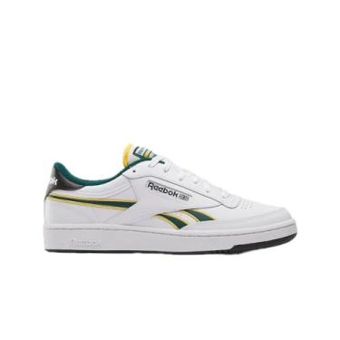 Imagem de Reebok Tênis unissex Club C Revenge, branco/ouro feroz, verde universitário, 39 feminino/38 masculino