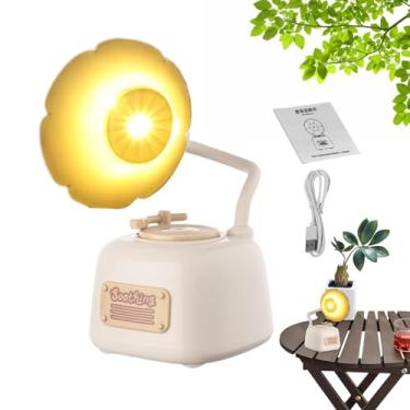 Imagem de Abajur de cabeceira vintage, abajur retrô | Lâmpada da sala de estar,Lâmpada de cabeceira estética luz de leitura de gramofone com caixa de música porta USB decoração de luz noturna fofa para estudant