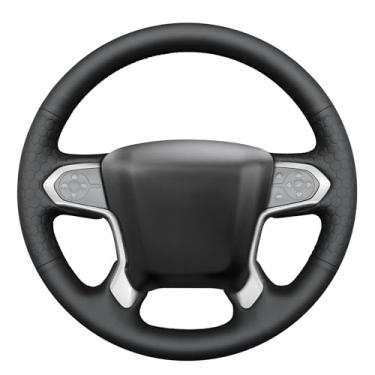 Imagem de MEWANT Capa para volante Chevrolet com costura DIY para Chevrolet Silverado 1500 2014-2018/Suburban 2015-2020/Tahoe 2015-2020/Silverado (2500/3500)/Silverado (4500HD/5500HD/6500HD) 2019-2020) 2