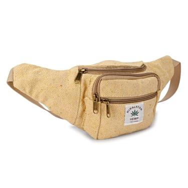 Imagem de Pochete de cânhamo para homens e mulheres, cintura ajustável e vários bolsos, bolsa de cintura e para todos os fins, Amarelo, 16" x 2" x 6", Cinto