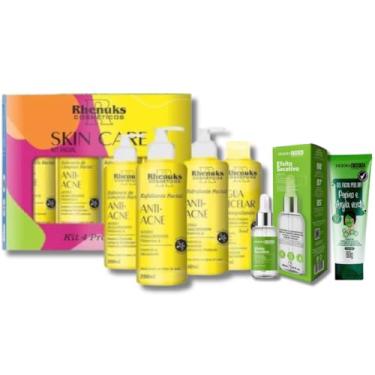 Imagem de Kit Skincare Anti Acne Rhenuks+ Sérum Secativo+ Gel Peel Off Pepino e Argila Verde Removedor de Cravo