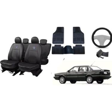 Imagem de Kit de Capa Santana 94-96 + Tapetes + Capa de Volante para Carro Novo 