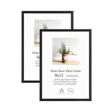 Imagem de LYYYXGYP Porta-retrato 22 x 30,5 cm, pacote com 2 molduras de madeira preta, moldura de madeira maciça natural, certificado de diploma de galeria com acrílico, para exibição de parede e mesa