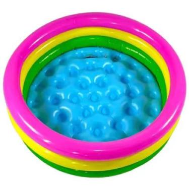 Imagem de Mini Piscina Banheira 450  LITROS ROSA LISA Inflável Resistente Com Ce