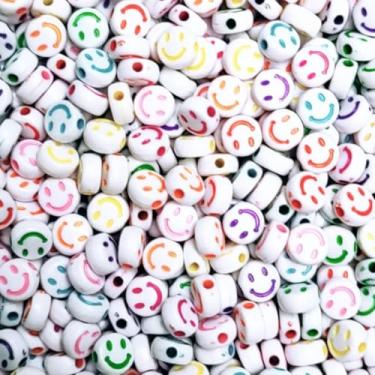 Imagem de 1000 Miçangas Entremeio Smile Coração ou Estrela 7x4mm Infantil Missanga p/Pulseira Colar Artesanato (Smile Branco e Colorido)