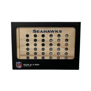Imagem de Rico Industries NFL Mini Travel Team 4 in A Row Mini Game- Wooden, Team Colors, 5.5" x 8" (Seattle Seahawks)