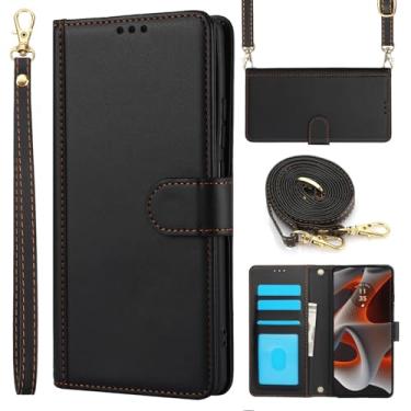 Imagem de Capa carteira de couro para celular Motorola Moto Edge 50 Pro 5G (2024) com 3 compartimentos para cartão, 1 compartimento oculto para dinheiro, antiimpressões digitais, fecho magnético e suporte,