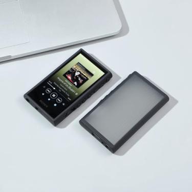 Imagem de Capa protetora com sensação de pele texturizada flexível à prova de choque para Sony Walkman NW-A300 Series NW-A306 NW-A307 (preto transparente)