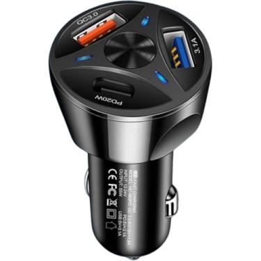 Imagem de Carregador universal automotivo Carregador Veicular Universal Turbo | QCC-006 | Carregamento rápido | 3 portas || USB || QC3 | PD - Tpo C