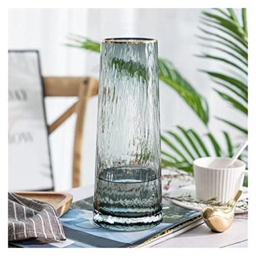 Imagem de Vaso Vaso de vidro de luxo nórdico transparente simples arranjo de flores de água para sala de estar escritório Vaso de flores(Grande)