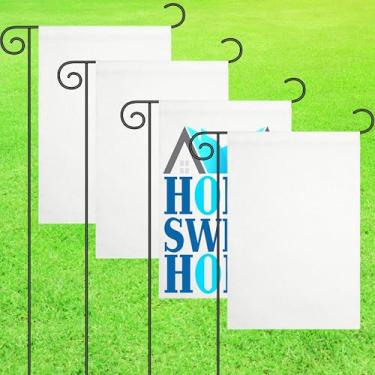 Imagem de Star Bandeira de jardim de serapilheira em branco dupla face projetada para HTV | Banner de jardim de juta DIY resistente | Decoração resistente para prensa térmica design de vinil personalizado 45,7