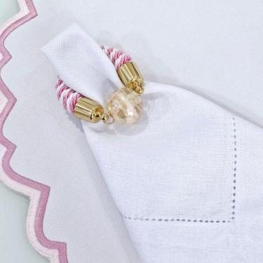 Imagem de Porta Guardanapo Murano Rosa e Branco - Decor Madame Blue