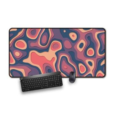 Imagem de Mouse grande para jogos e tapete de mesa com padrão abstrato, tapete de mesa de tamanho estendido, superfície antiderrapante (multicolorido 2, 78,7 x 39,4 cm)