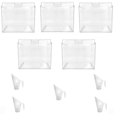 Imagem de Kit 5 Potes Acrílico Quadrado com Tampa 3,3l+ Conchas 100ml - ExPote