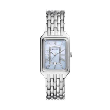 Imagem de Fossil Relógio feminino Raquel de aço inoxidável com três ponteiros, Prata