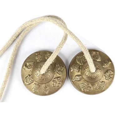 Imagem de Sino de meditação tibetano Manjeera Tingsha, sinos, pratos, meditação budista, sinos de ioga pequenos, símbolo auspicioso (Manjeera-01)