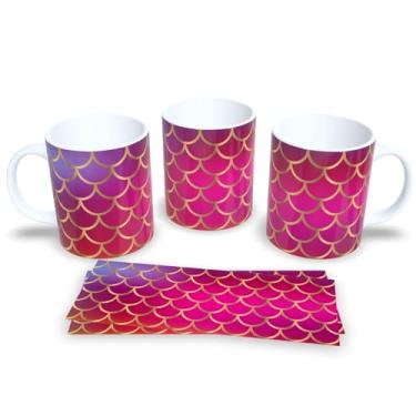 Imagem de Caneca Branca de Porcelana Personalizada Escamas de Sereias 2 (Mod.35)