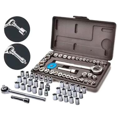 Imagem de Jogo Soquetes Sextavado c/ Catraca 40 Pcs c/ Estojo Titanium