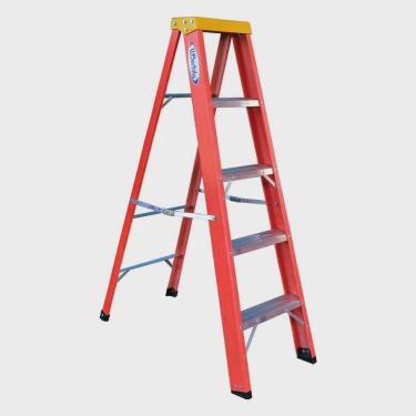Imagem de Escada em Fibra Tesoura 4 Degraus 1,50m com Patamar Simples WBertolo