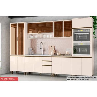 Imagem de Cozinha Modulada Henn Connect 7 Peças (2Aéreos + 2Balcões + 2Paneleiros + 1Complemento) C5P76 Off White-Henn