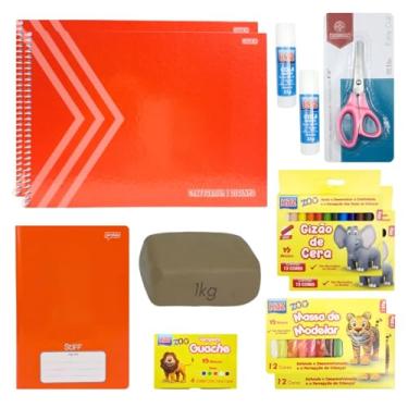 Imagem de Kit Material Escolar Infantil Mini Grupo I e II 1 a 3 Anos X Itens Lista SME Prefeitura SP (Verde)