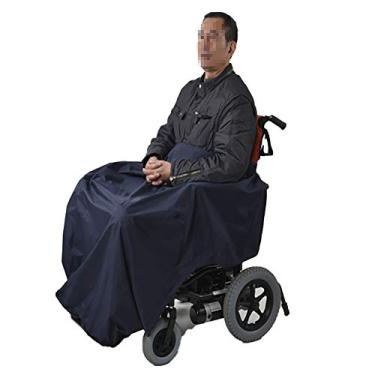 Imagem de EHVYBDX Cobertor de cadeira de rodas elétrica de mão resistente ao frio impermeável capa de cadeira de rodas cobertor grosso quente para outono, inverno, azul escuro