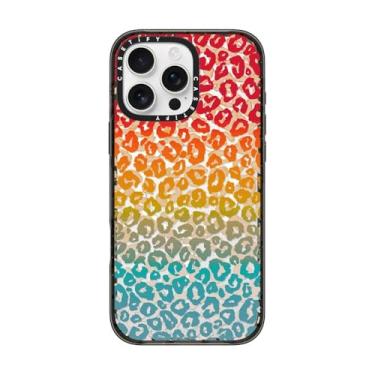 Imagem de CASETiFY Capa Impact para iPhone 16 Pro Max [proteção contra quedas de grau militar de 2,5 m 4X/compatível com Magsafe] - Cheetah atrevida vibrante arco-íris - preto transparente