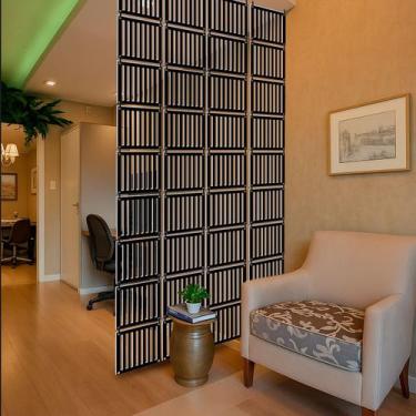 Imagem de Kit 12 Painel decorativo de MDF na cor preta divisória de ambiente int