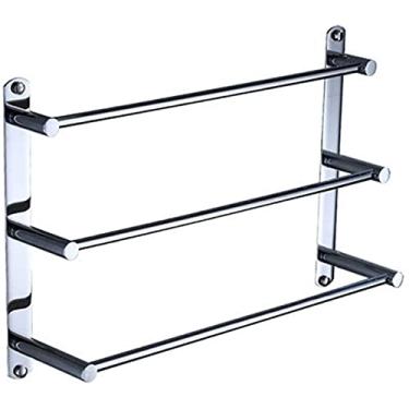 Imagem de 3FLQOOPP Prateleira minimalista moderna, toalheiro de parede, toalheiro de três camadas de aço inoxidável moderno cozinha doméstica 60 cm decoração em casa cozinha e banheiro hotel escritório, 30 cm