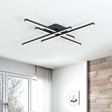 Imagem de umeiluce Luminária De Teto Moderna De 30" Com Controle Remoto Led Semi-Embutida, Cor Preta, Para Sala De Estar, Cama, Sala De Jantar (Mys092)