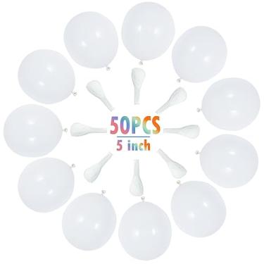 Imagem de BEISHIDA 50 balões brancos de festa – balões redondos de látex fosco de 12 cm para festa, aniversário, casamento, formatura, aniversário, chá de bebê