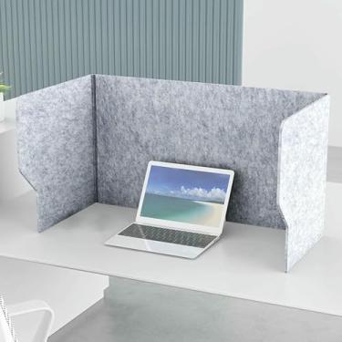 Imagem de Painel de privacidade de mesa dobrável com 3 painéis, divisor de mesa portátil de fibra de poliéster, protetor de partição de absorção de som para estudo doméstico ou teletrabalho