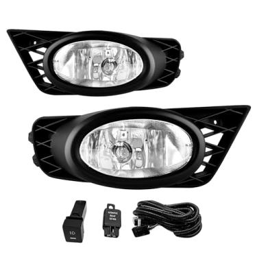 Imagem de WILD BEAR Faróis de neblina compatíveis com faróis de neblina dianteiros Civic Sedan 2009 2010 2011 com chicote de fios e interruptor de lente âmbar do lado do passageiro e do motorista