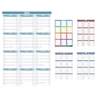 Imagem de Kuraoyan Calendário de parede 2026 de 88 cm x 58 cm, grande, vertical, anual, para pendurar na parede com data juliana, calendário de papel grosso, planejador de parede anual de 12 meses, para