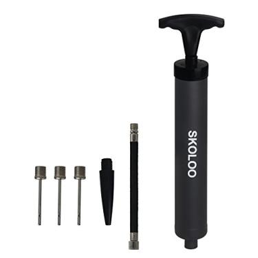 Imagem de SKOLOO Kit de bomba de ar portátil de 25,4 cm com agulha, bocal, mangueira de extensão para futebol, basquete, futebol, vôlei e polo aquático de rugby, esportes, balão de natação, inflável, preto
