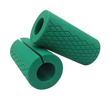 Imagem de Barra de aderência de gordura, aperto de haltere gordo, punhos de barra grossa para halterofilismo, alça de barra de fitness, almofada protetora de silicone antiderrapante, 1 par de verde