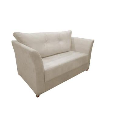 Imagem de Namoradeira Decorativa Isis Suede Bege Pés Madeira Mz Decor - Mazzero 