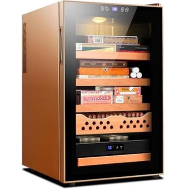 Imagem de Gabinete de cigarro 70L Cigar, um humidor eletrônico, armário de umidor com prateleiras de madeira de cedro, geladeira de charuto de resfriamento elétrico, 400 charutos hidratantes umidor, o
