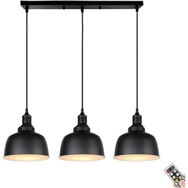 Imagem de Chandelier Modern Minimalist Battery Operado Luz, iluminação pendente sem fio preto com remoto e blub, sem teto de fiação Luz para pendurar para a sala de jantar da ilha de cozinha, c c, c