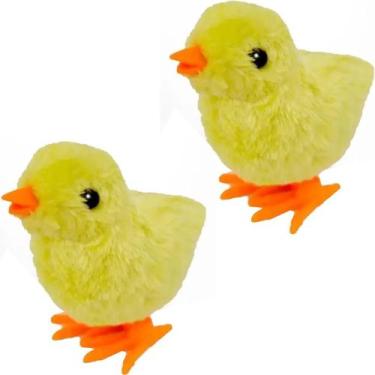 Imagem de 02 Pintinhos Amarelinho Pelucia Brinquedo A Corda Pula Pula - Art Brin