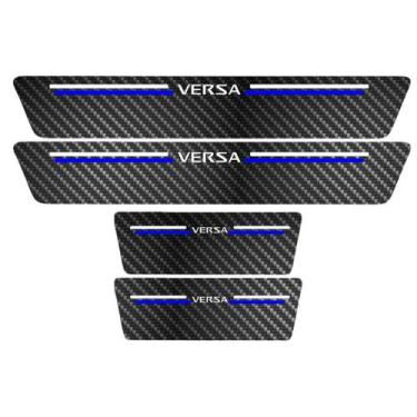 Imagem de Kit Soleira Protetora Porta Premium Blue Carbono Versa - Jhow Adesivos
