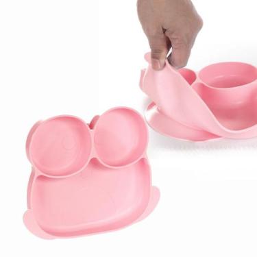 Imagem de Prato Infantil Para Microondas Sapinho Silicone Desmame 3 Divisórias A