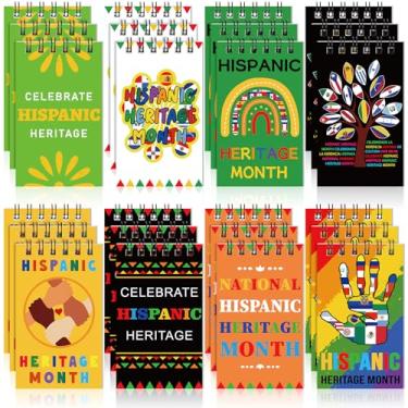 Imagem de MotiMind 24 cadernos do mês da herança asiática do Pacífico-Americano, cadernos de herança hispânica, bolso pequeno, bloco de notas espiral, para presente para festa de escritório (hispânico)