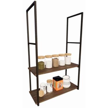 Imagem de Prateleira Dupla Suporte Industrial Estilo Parede Teto 100cm (Preto)