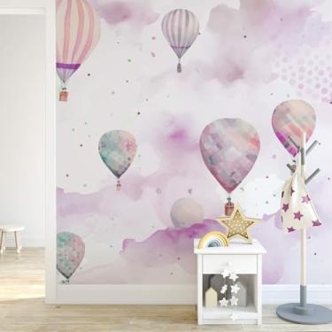 Imagem de Papel De Parede Para Quarto Menina Balões Rosa Aquarela 6m²