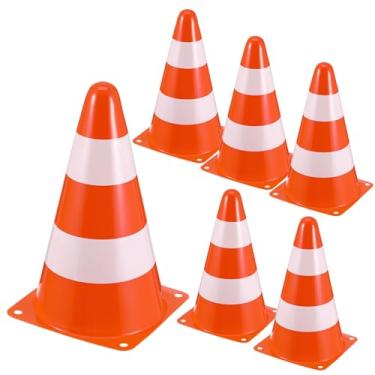 Imagem de Toyvian Conjunto De Cones De Trânsito De Brinquedo Com 6 Peças: Cones De Aviso Empilháveis ​​Laranja E Branco De 22 Cm (A) Atividades Ao Ar Livre Patinação Esportes Futebol Crianças