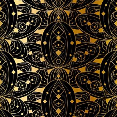 Imagem de Papel De Parede 10m Adesivo Formas Geométricas Dourado E Preto
