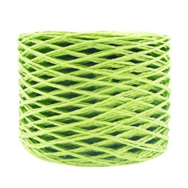 Imagem de Mandala Crafts Fio de ráfia verde limão para crochê - 200 m de fio de papel de ráfia natural fitas de papel de palha para artesanato e decoração